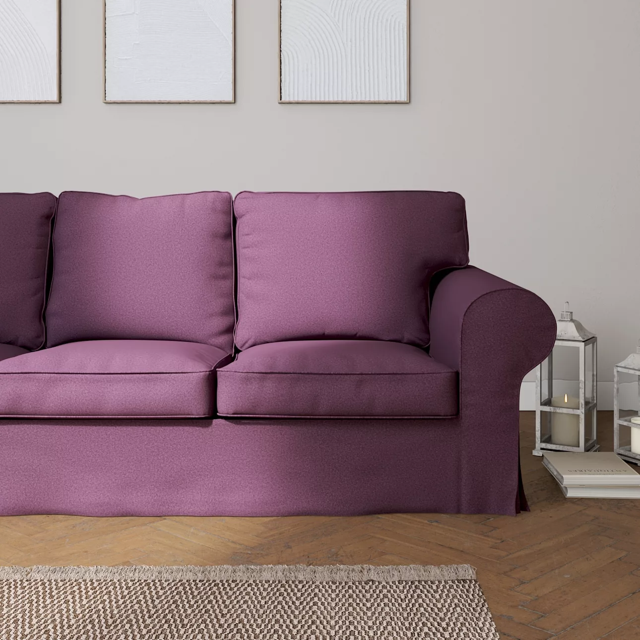 Bezug für Ektorp 3-Sitzer Schlafsofa, ALTES Modell, pflaume, Sofahusse Ekto günstig online kaufen