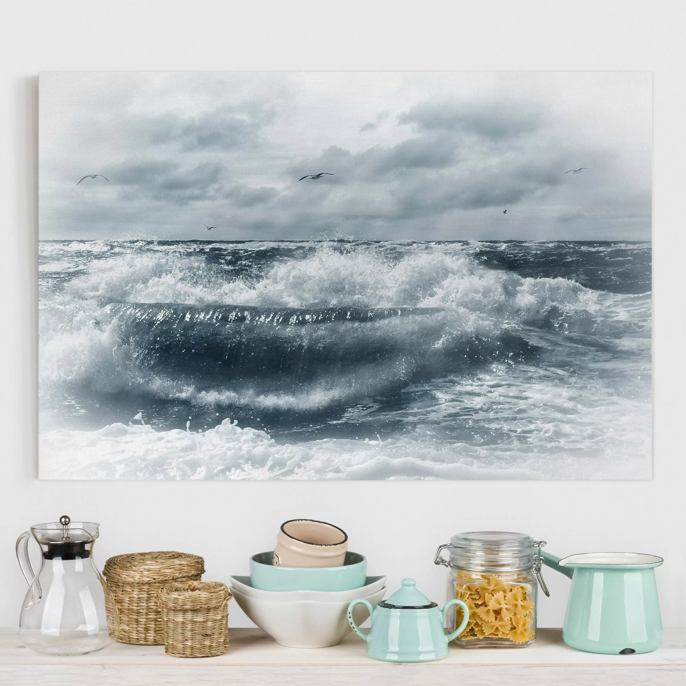 Leinwandbild Strand - Querformat Lebendige Nordsee günstig online kaufen