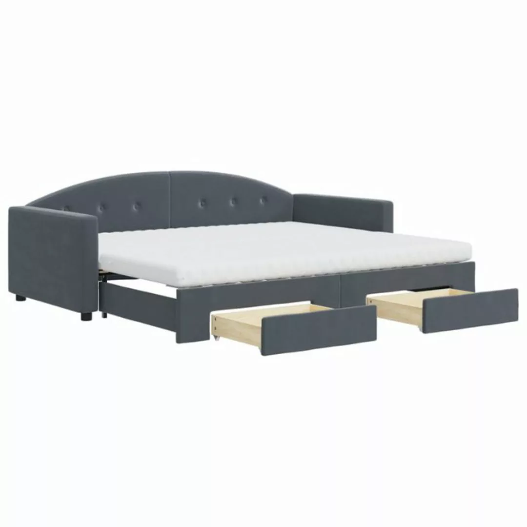 vidaXL Bett Tagesbett Ausziehbar mit Schubladen Dunkelgrau 90x190 cm Samt günstig online kaufen