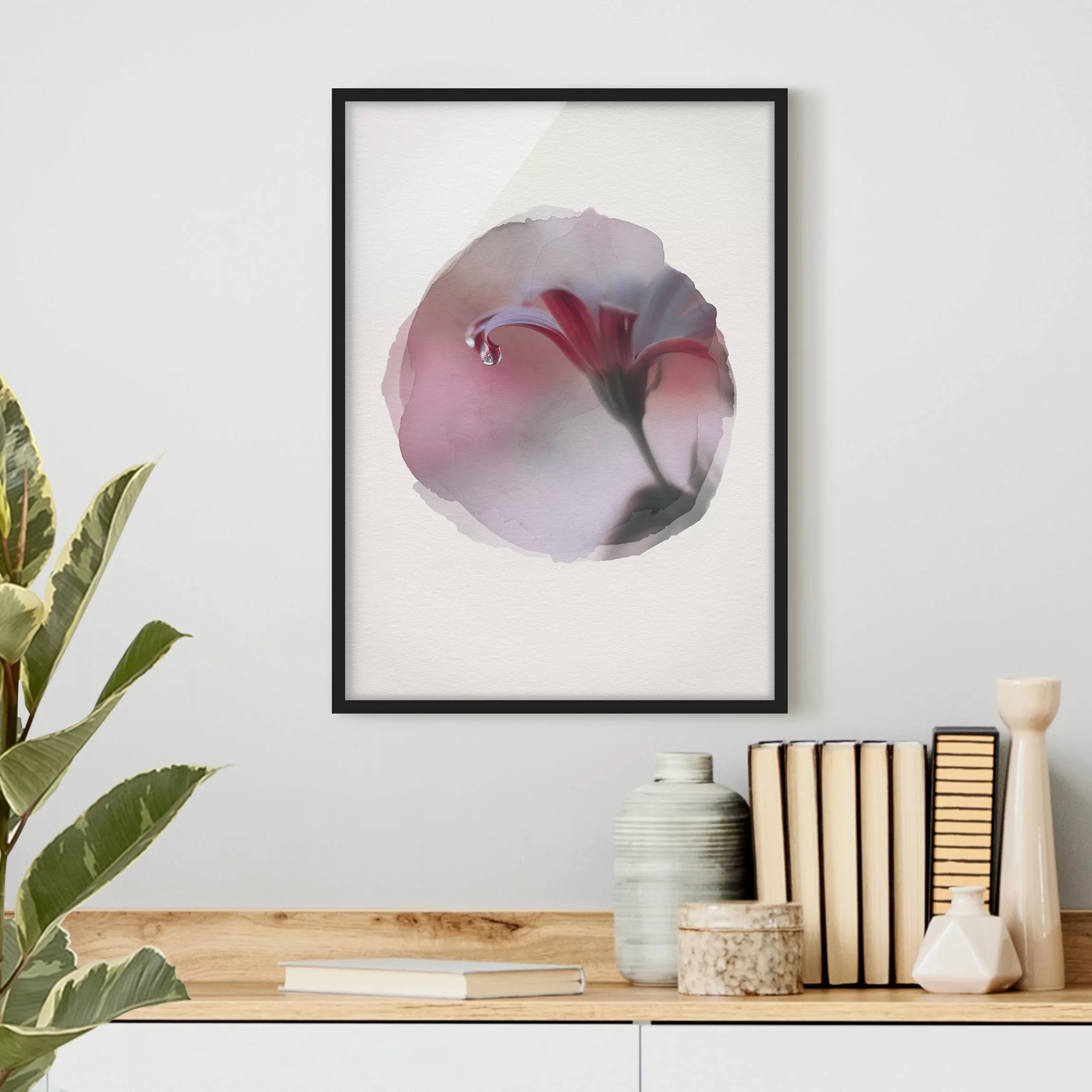 Bild mit Rahmen Blumen - Hochformat Wasserfarben - Invisible Touch günstig online kaufen