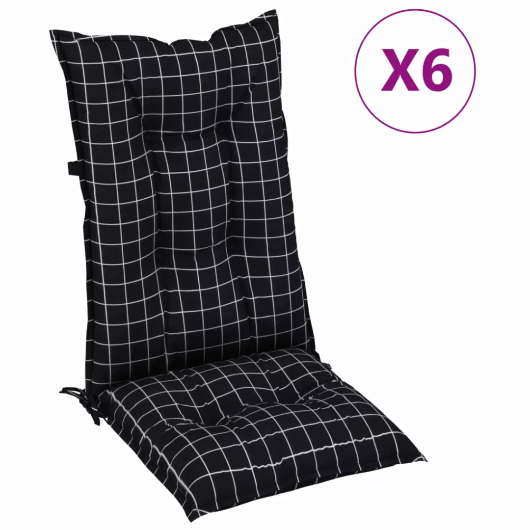 Vidaxl Stuhlauflagen 6 Stk. Schwarz Karomuster 120x50x7 Cm Stoff günstig online kaufen