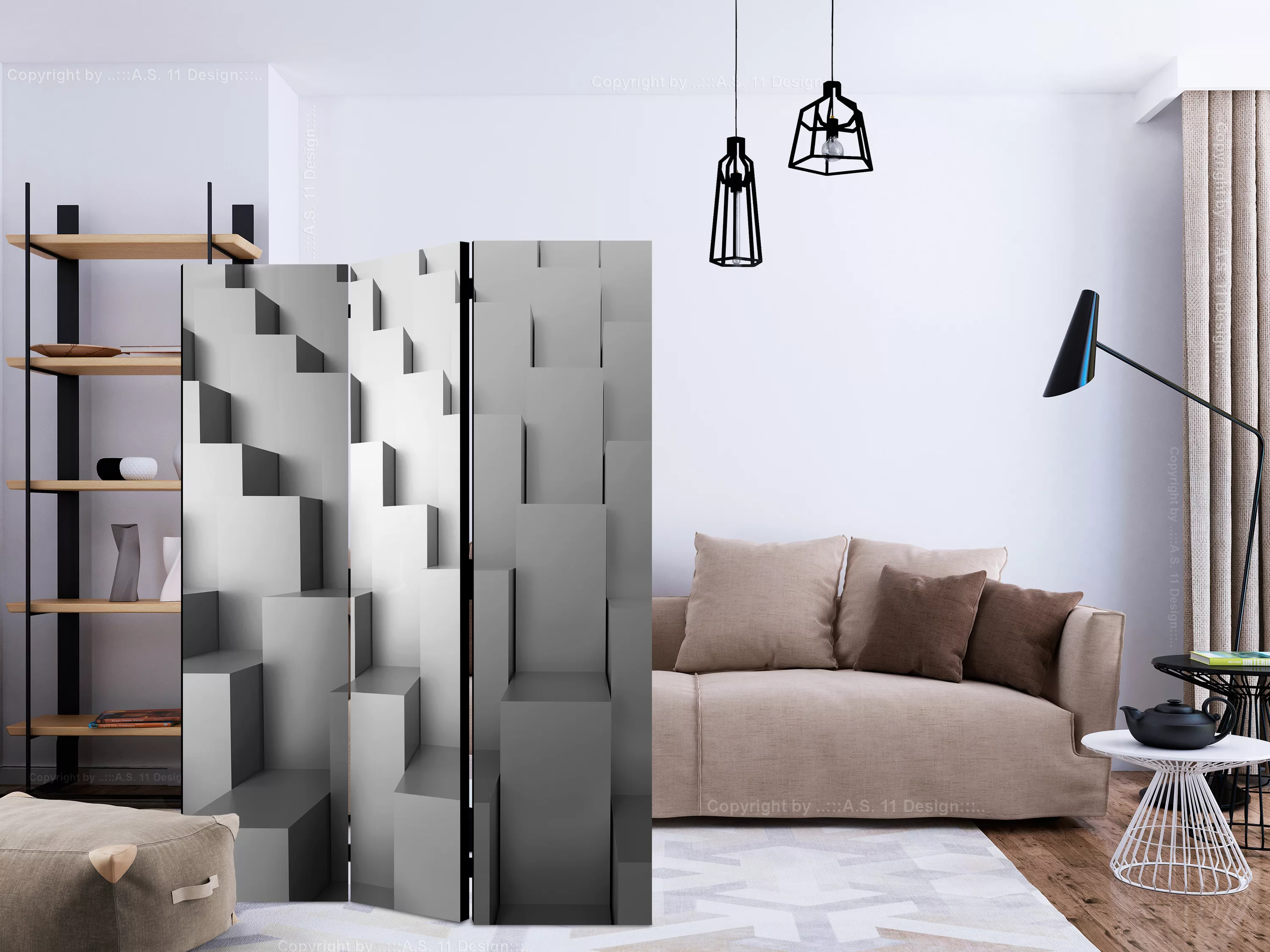 3-teiliges Paravent - Temple Of Abstraction [room Dividers] günstig online kaufen