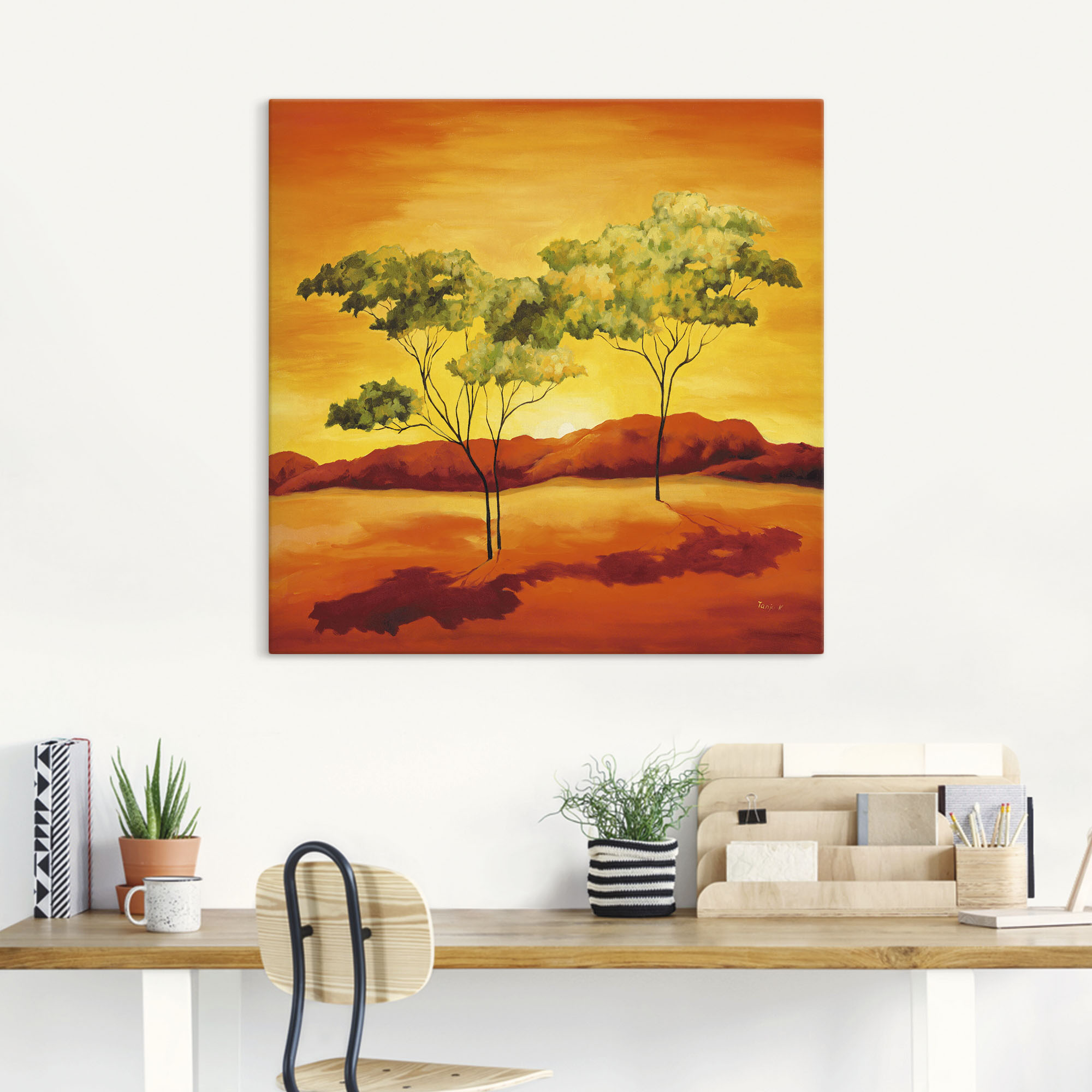 Artland Wandbild »Sonnenuntergang in der Steppe«, Afrika, (1 St.), als Lein günstig online kaufen