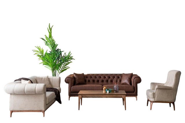 JVmoebel Chesterfield-Sofa Gepolsterte Wohnzimmer Möbel Sofagarnitur Couch günstig online kaufen