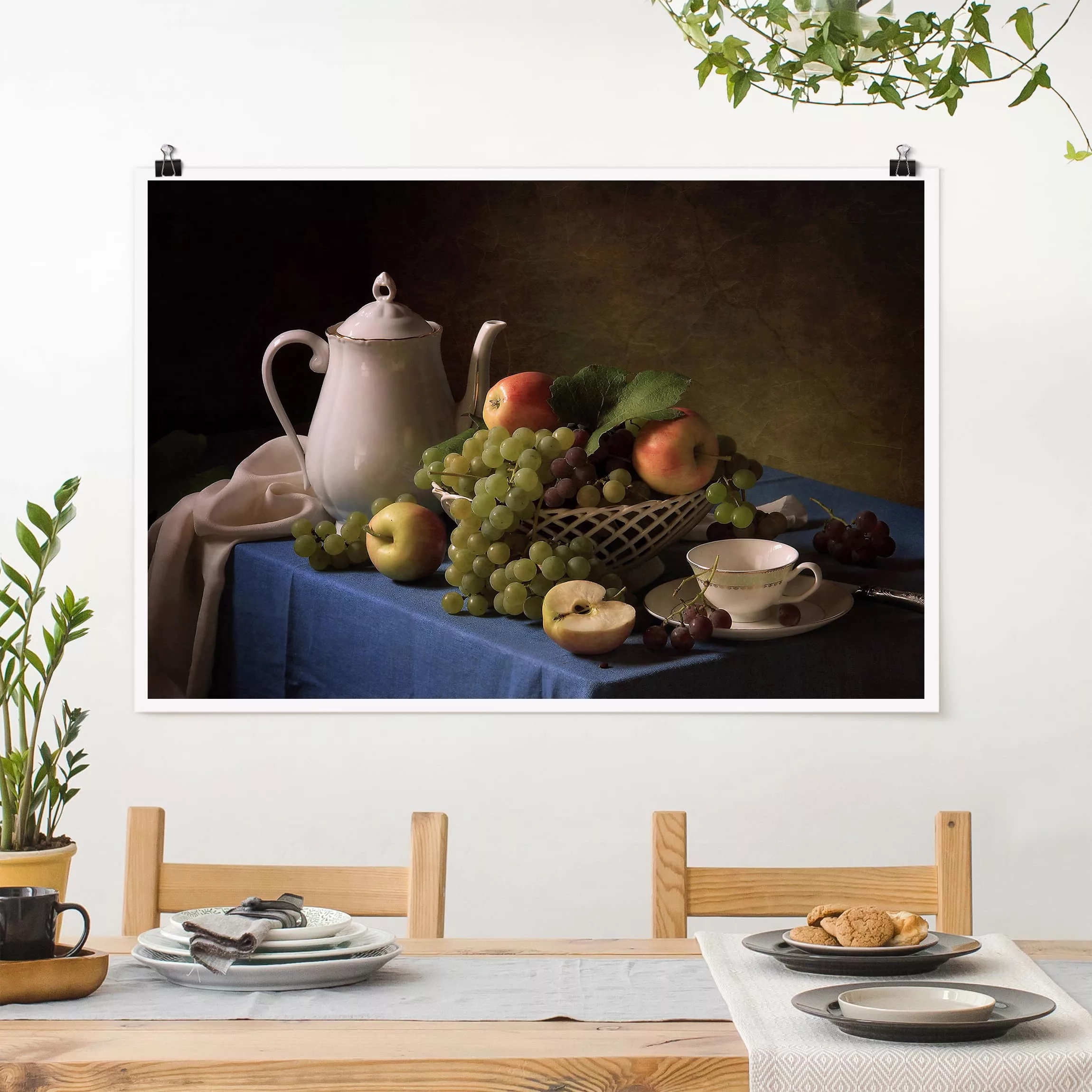 Poster Küche - Querformat Stillleben mit Kaffeekanne günstig online kaufen