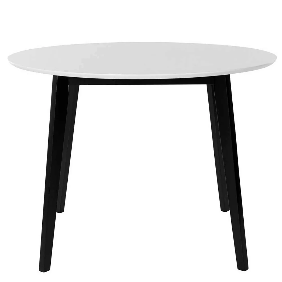 Kleiner Esszimmer Tisch in Weiß und Schwarz runder Tischplatte günstig online kaufen