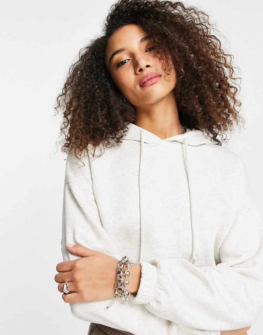 Bershka – Elastischer Oversize-Kapuzenpullover in Grau günstig online kaufen