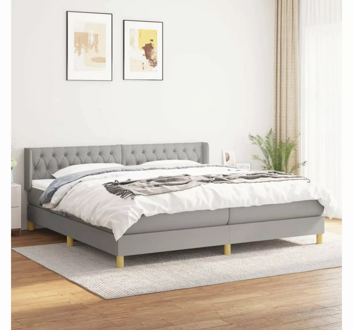 vidaXL Boxspringbett Boxspringbett mit Matratze Hellgrau 200x200 cm Stoff B günstig online kaufen