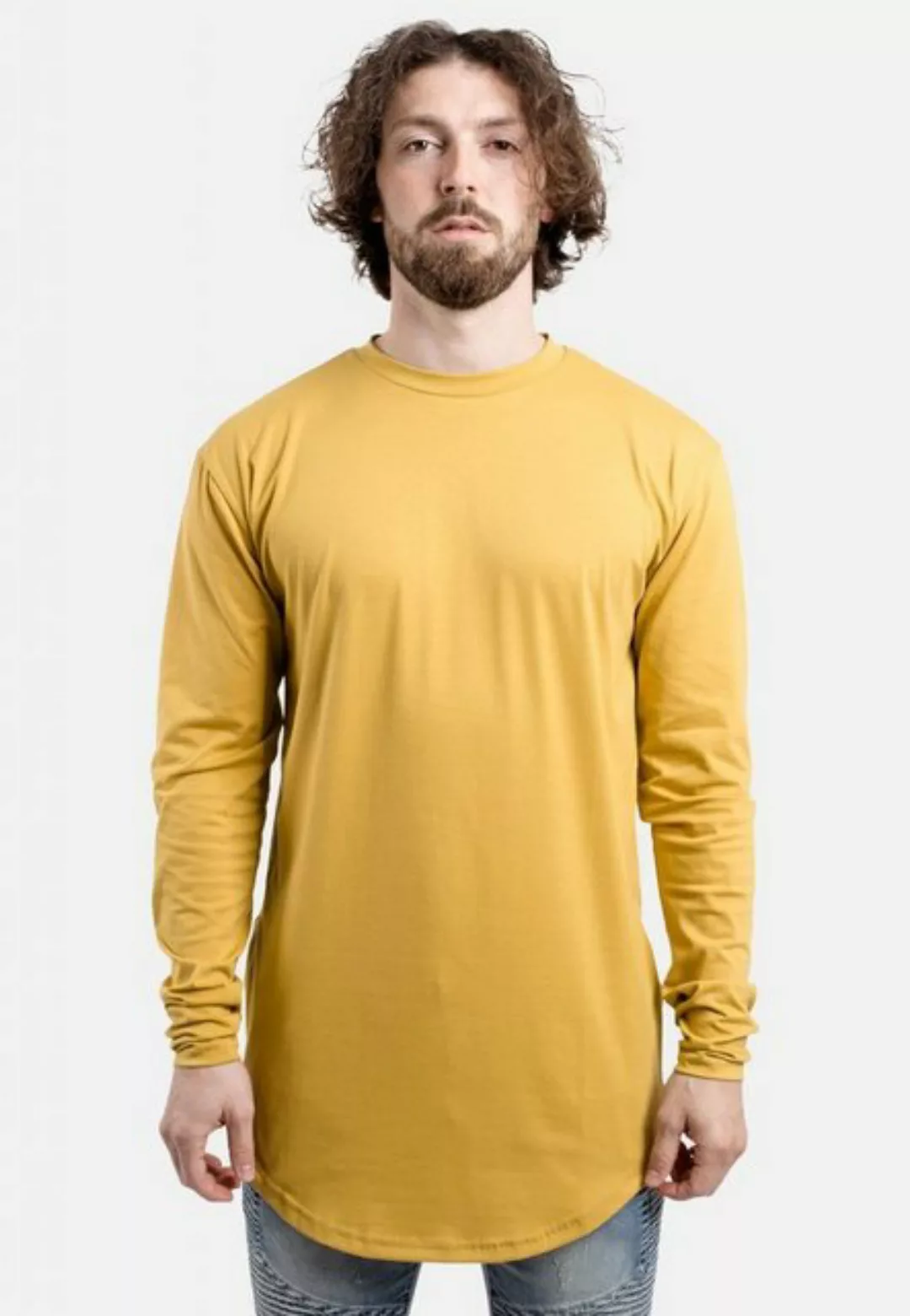 Blackskies T-Shirt Side Zip Long Sleeve Longline T-Shirt Mustard Large günstig online kaufen