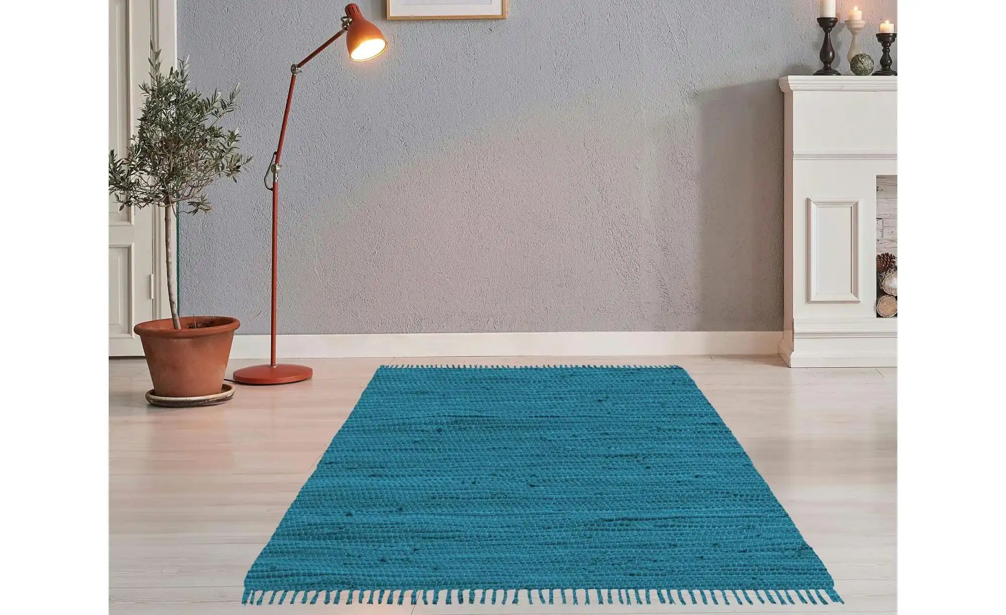 THEKO Teppich  Happy Co ¦ blau ¦ Baumwolle ¦ Maße (cm): B: 70 H: 0,5 Teppic günstig online kaufen