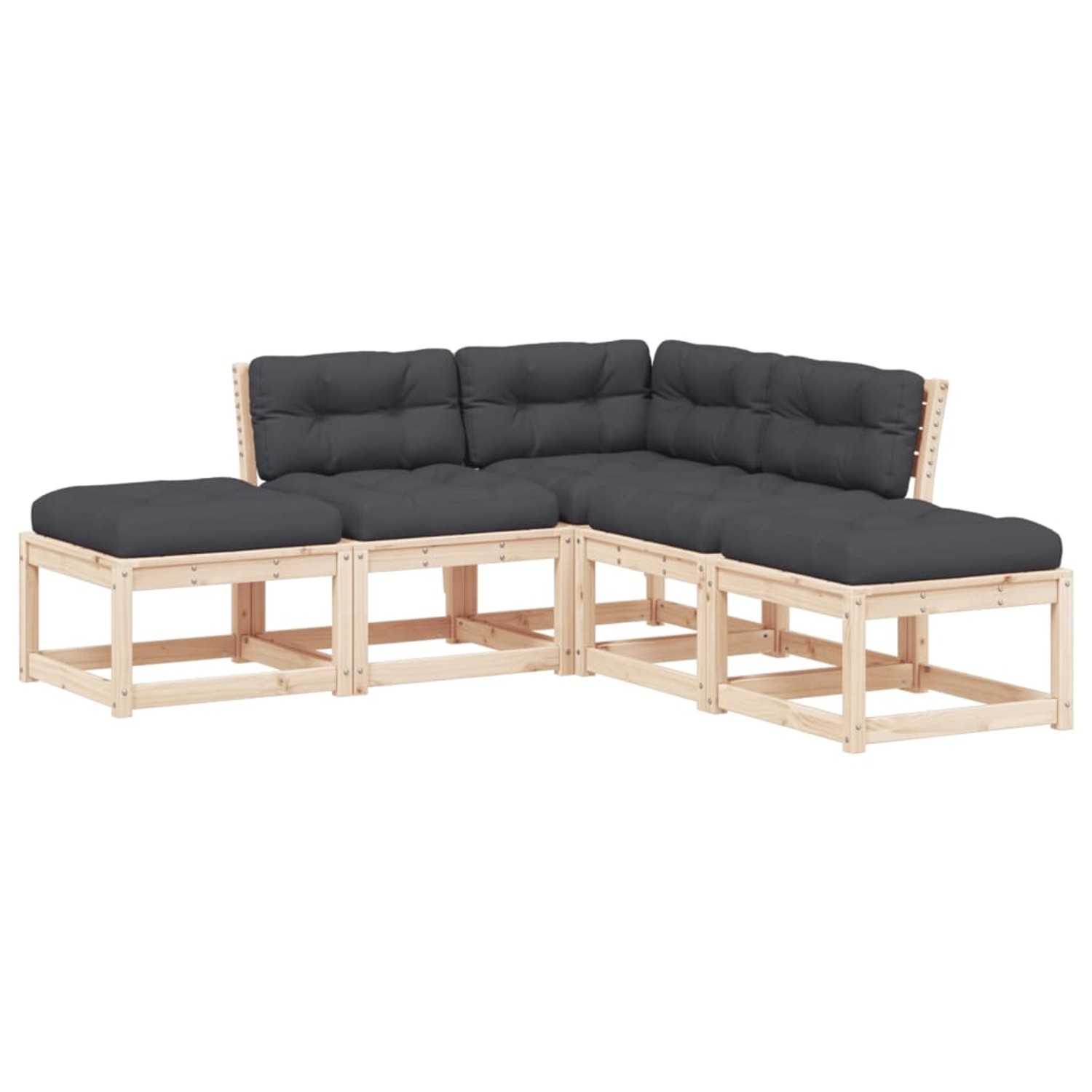 vidaXL 5-tlg Garten-Sofagarnitur mit Kissen Massivholz Kiefer Modell 4 günstig online kaufen