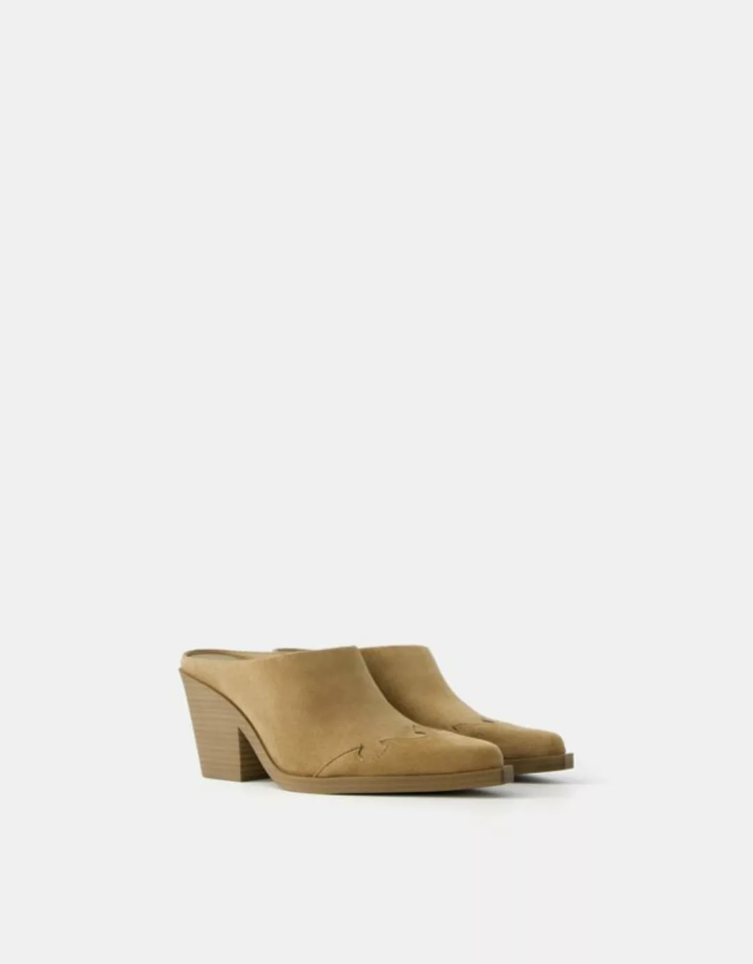 Bershka Absatzpantoffeln Im Cowboylook Damen 36 Sandfarbe günstig online kaufen