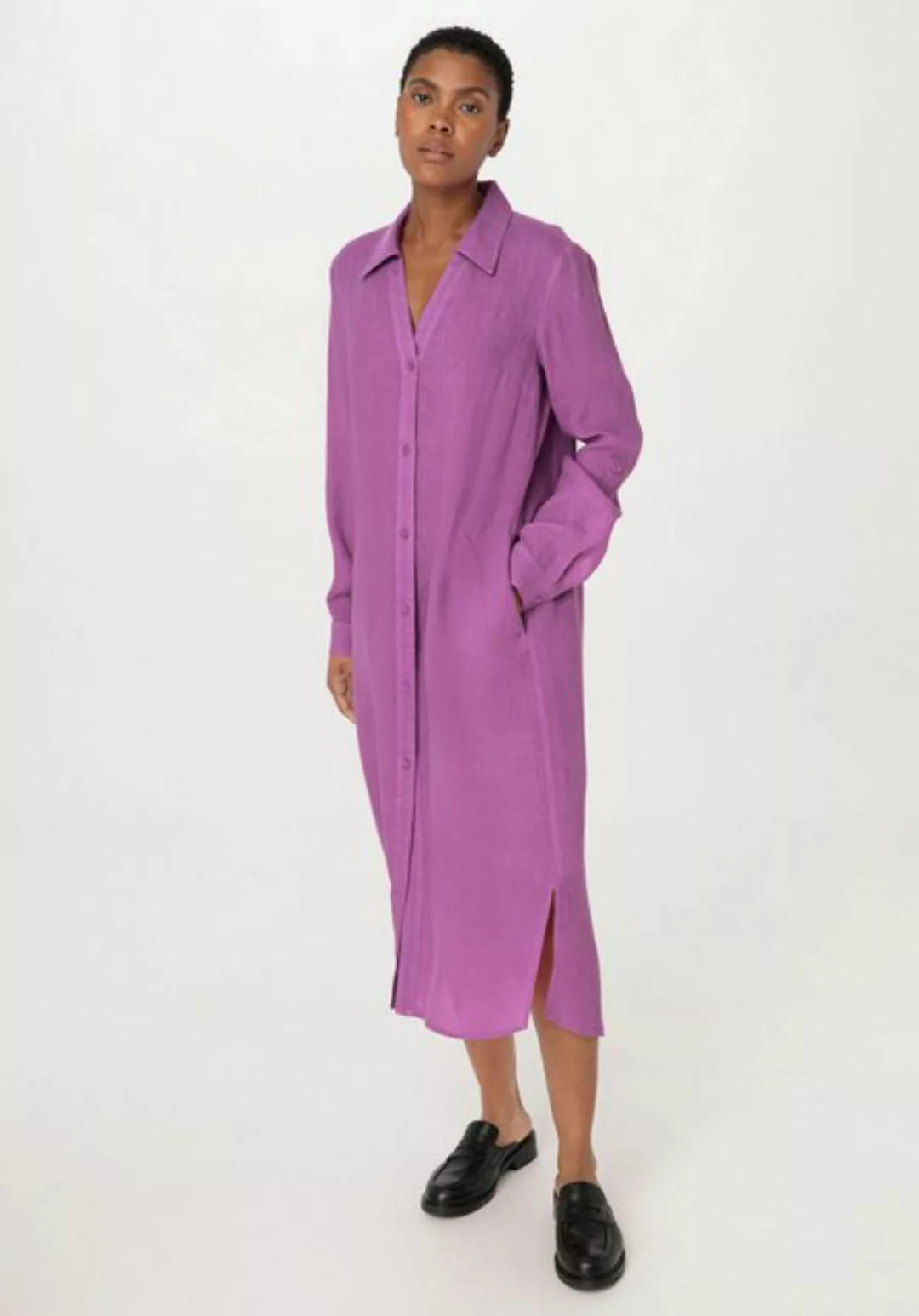 Hessnatur A-Linien-Kleid Midi Relaxed aus reinem Leinen (1-tlg) günstig online kaufen