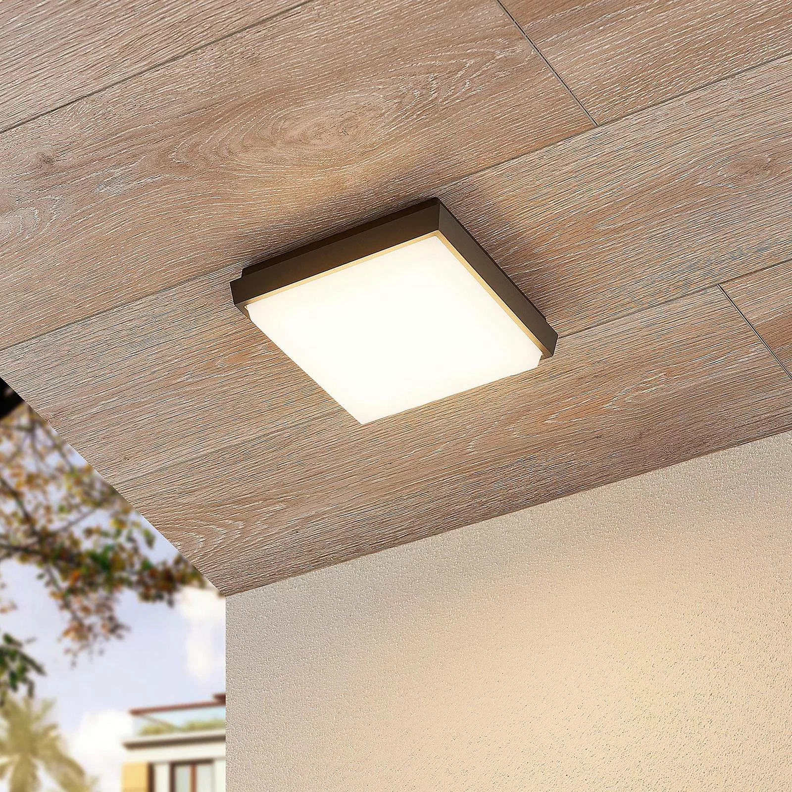 Lucande Amra LED-Außendeckenleuchte, eckig 17,5 cm günstig online kaufen