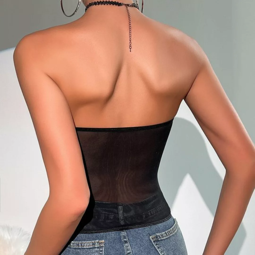 RUZU UG Blusentop Shirtbluse Durchsichtiges,Rückenfreies Mesh-BH-Top Damen günstig online kaufen