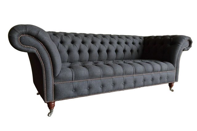 JVmoebel Chesterfield-Sofa Chesterfield Design Luxus Grau Polster Sofa Couc günstig online kaufen