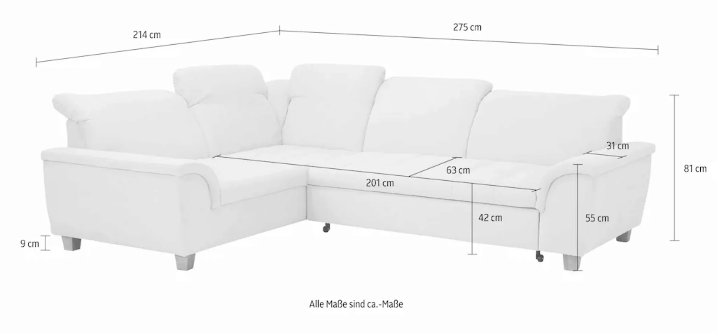 Home affaire Ecksofa "Lyla L-Form", wahlweise mit Rückenfunktion und Bettfu günstig online kaufen