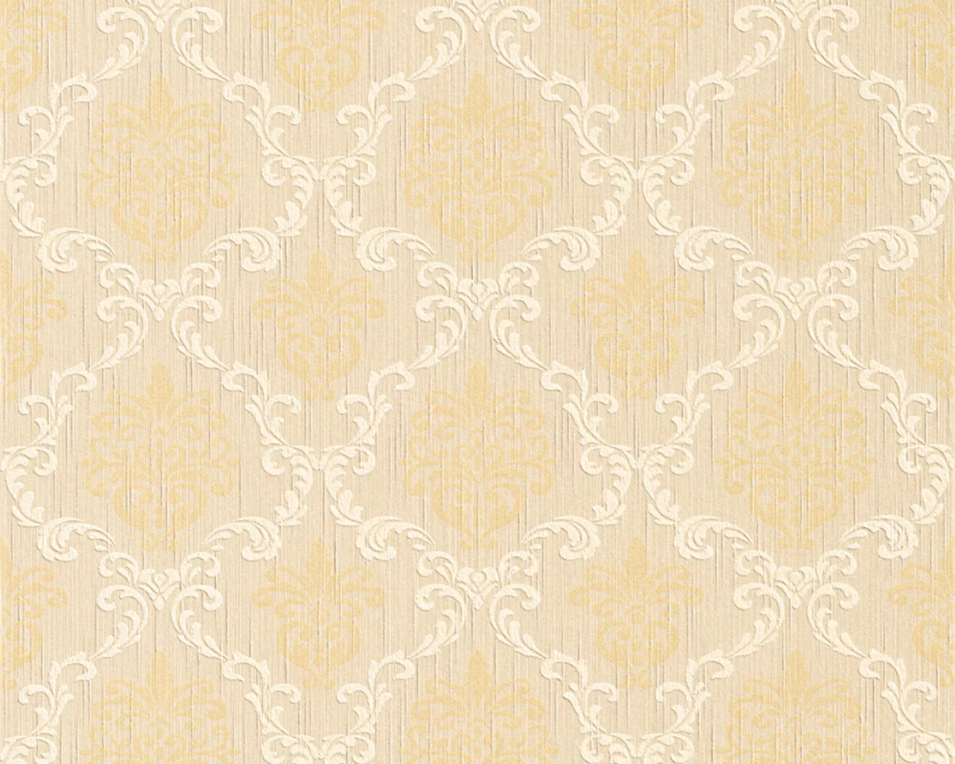 Bricoflor Elegante Tapete in Beige Weiß Gold Edle Vlies Textiltapete mit Ba günstig online kaufen