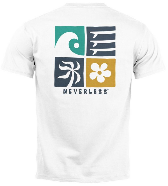 Neverless Print-Shirt Herren T-Shirt Backprint Surfing Welle Meer Icon Prin günstig online kaufen