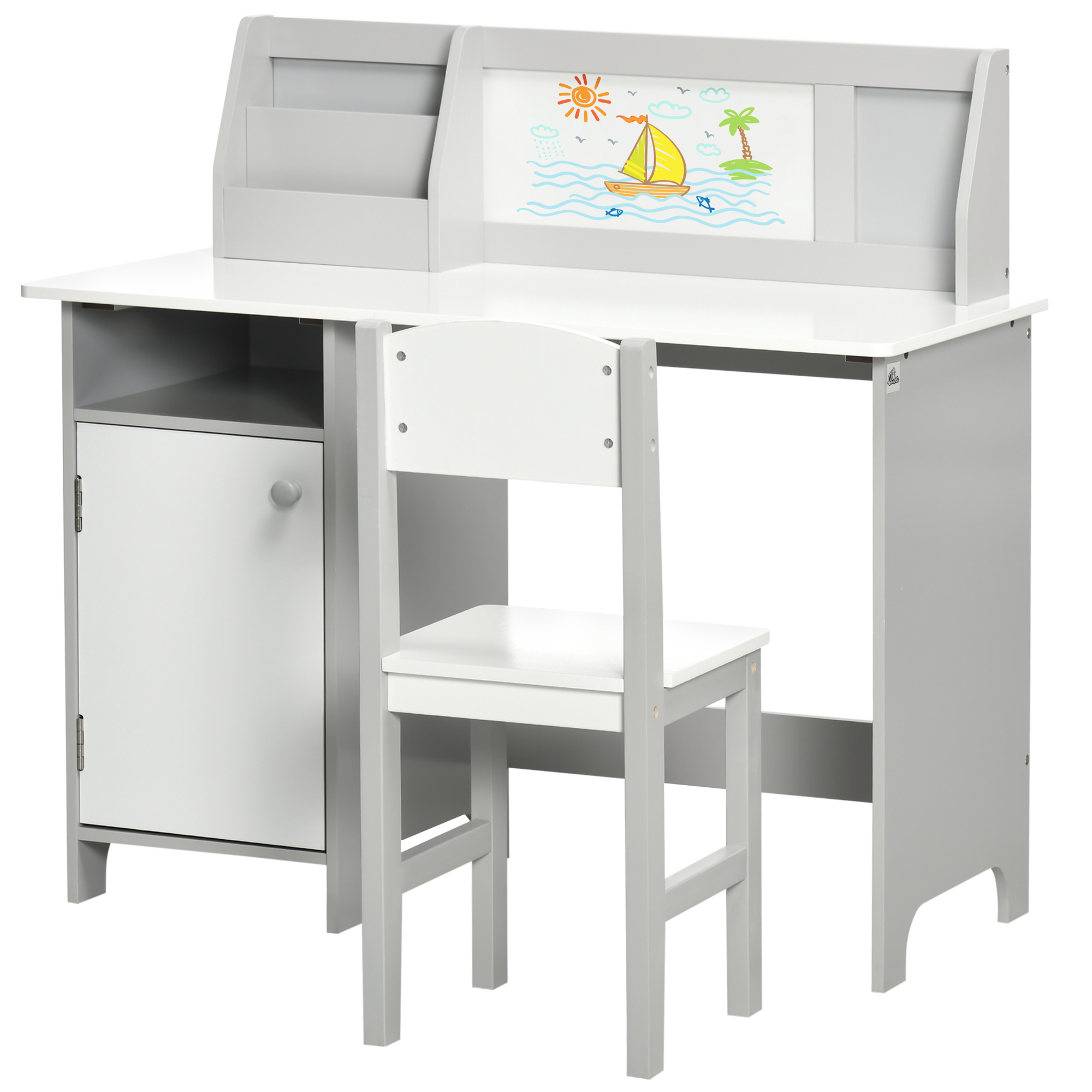 HOMCOM Kinder-Schreibtisch-Set mit Whiteboard - Schreibtisch für Kinder +5 günstig online kaufen