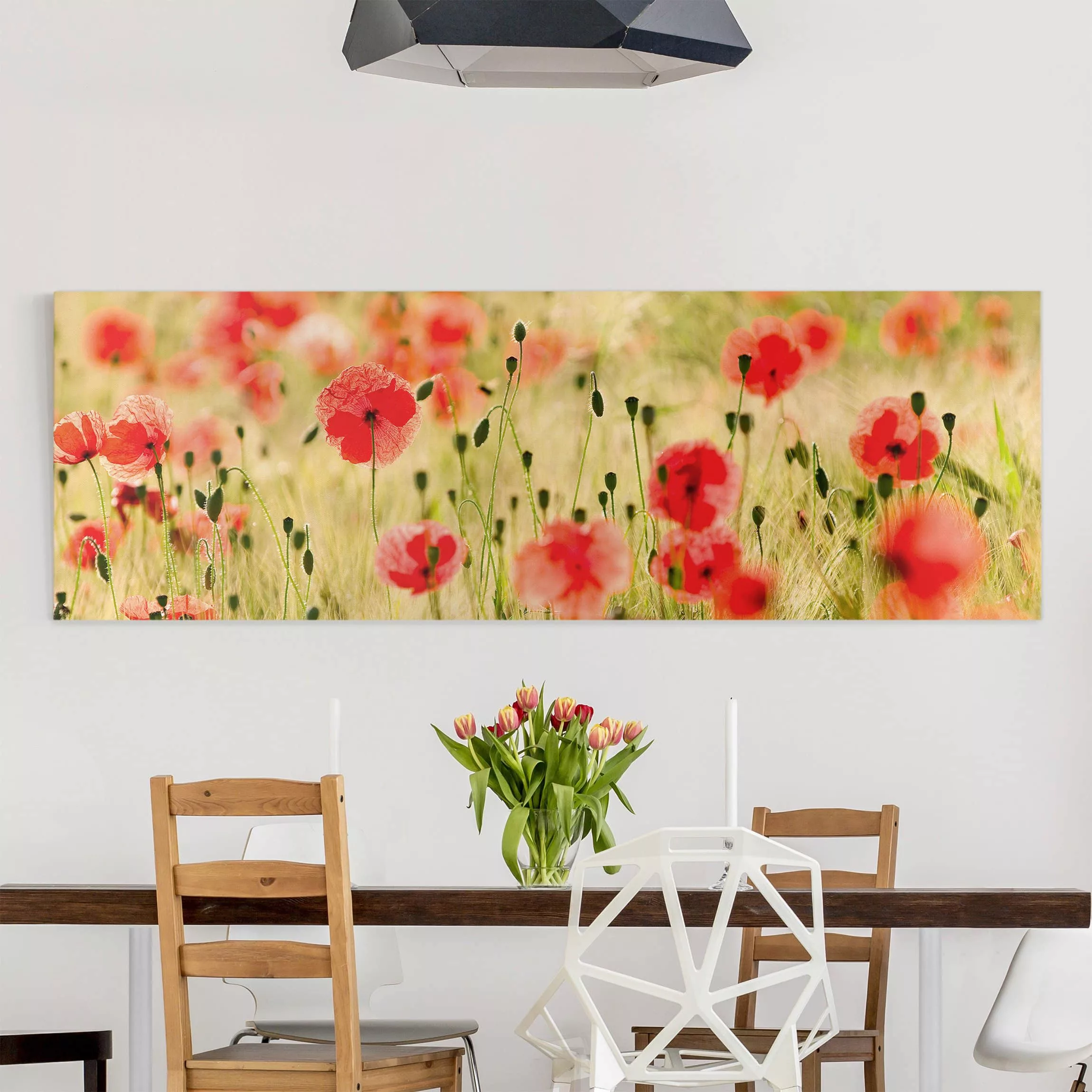 Leinwandbild Blumen - Panorama Summer Poppies günstig online kaufen