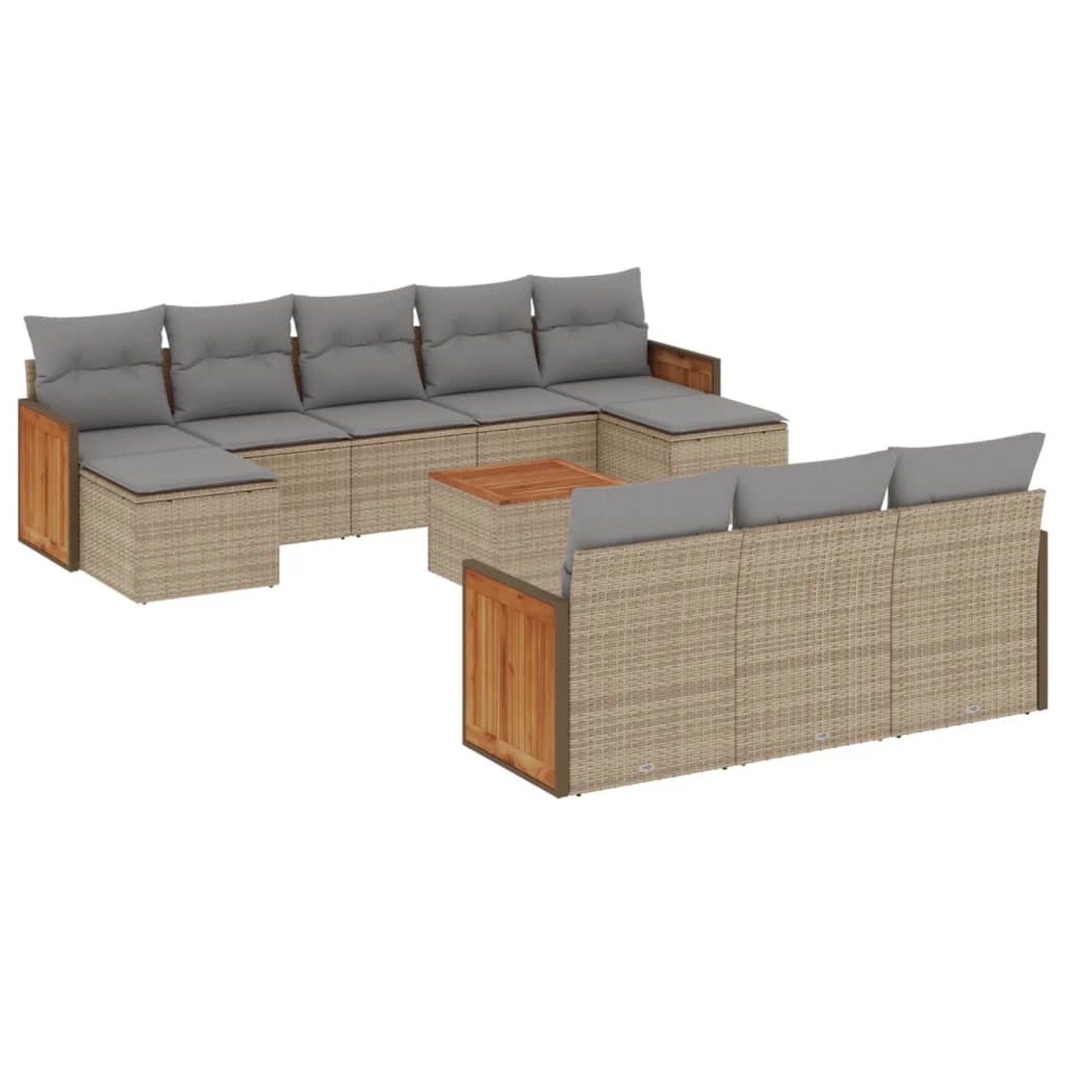 vidaXL 11-Tlg Garten-Sofagarnitur mit Kissen Beige Poly Rattan 3260505 günstig online kaufen