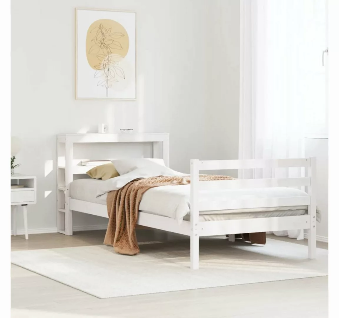 vidaXL Bett Massivholzbett ohne Matratze Weiß 75x190 cm Kiefernholz günstig online kaufen