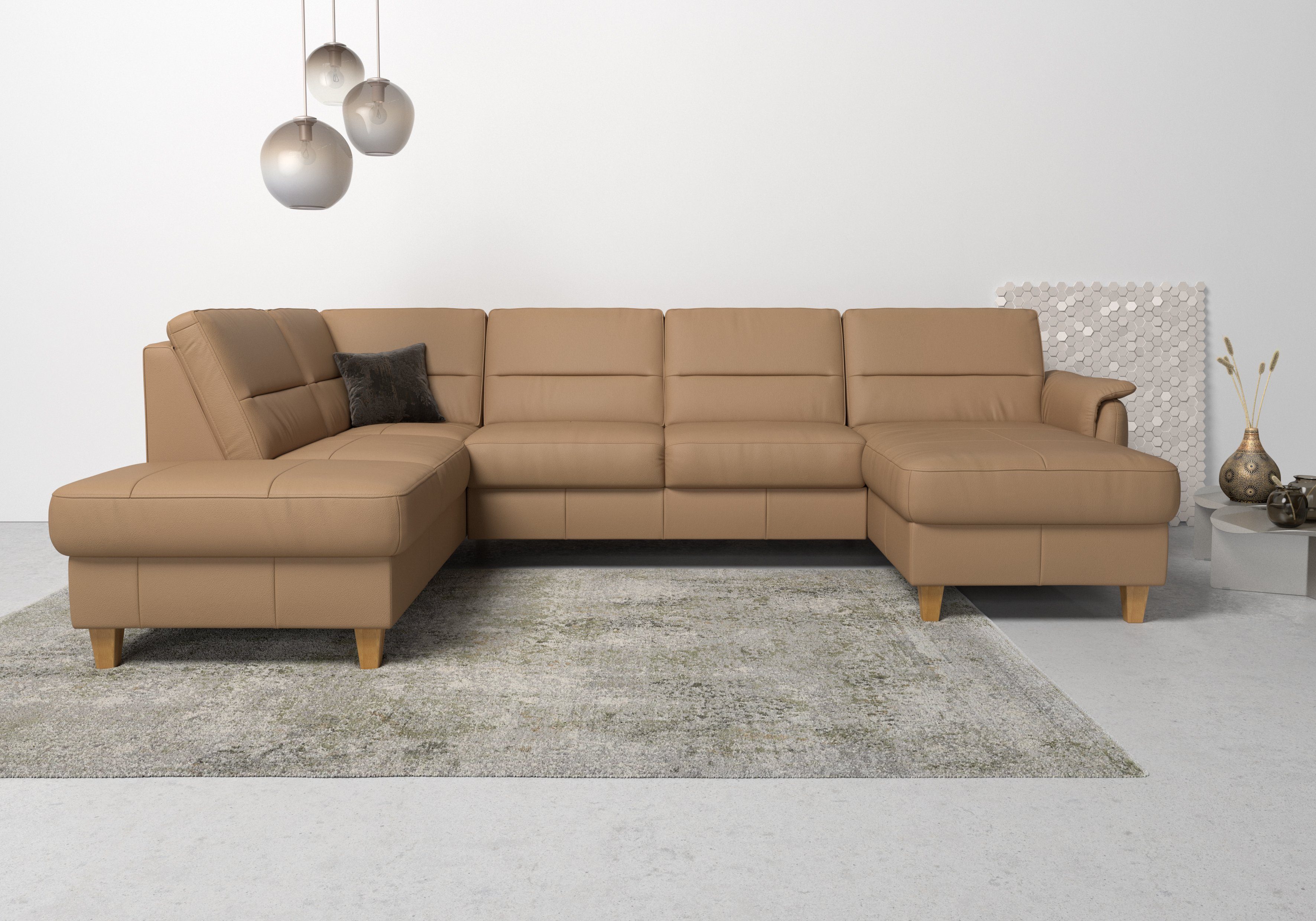Home affaire Wohnlandschaft "Palmera U-Form", Federkern, wahlweise mit Bett günstig online kaufen