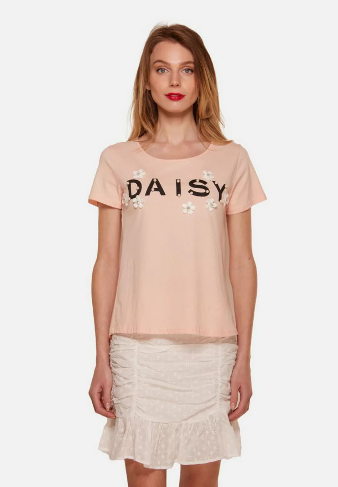 Tooche Kurzarmshirt Daisy Mit Blumenapplikationen und Druck günstig online kaufen