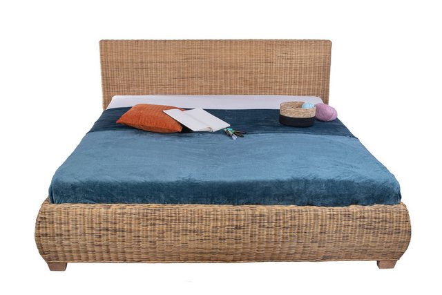 Junado® Bettgestell Ngan, Rattanbett, Naturfarben, 160 x 200 cm, geflochten günstig online kaufen