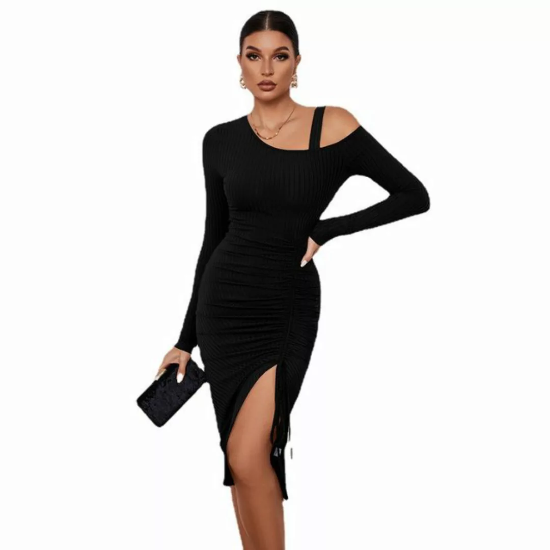 RUZU UG Dirndl Schulterfreies, hüftlanges, sexy Kleid mit langen Ärmeln (1- günstig online kaufen