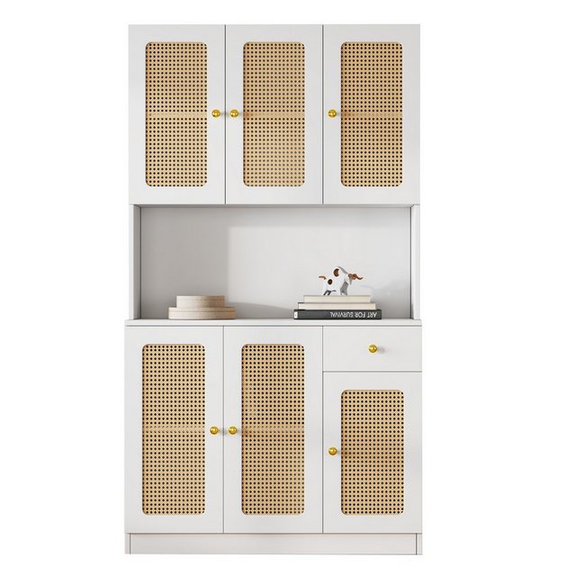 IDEASY Buffet Rattan Highboard Aufbewahrungsschrank, 6 Türen, 1 Schublade ( günstig online kaufen