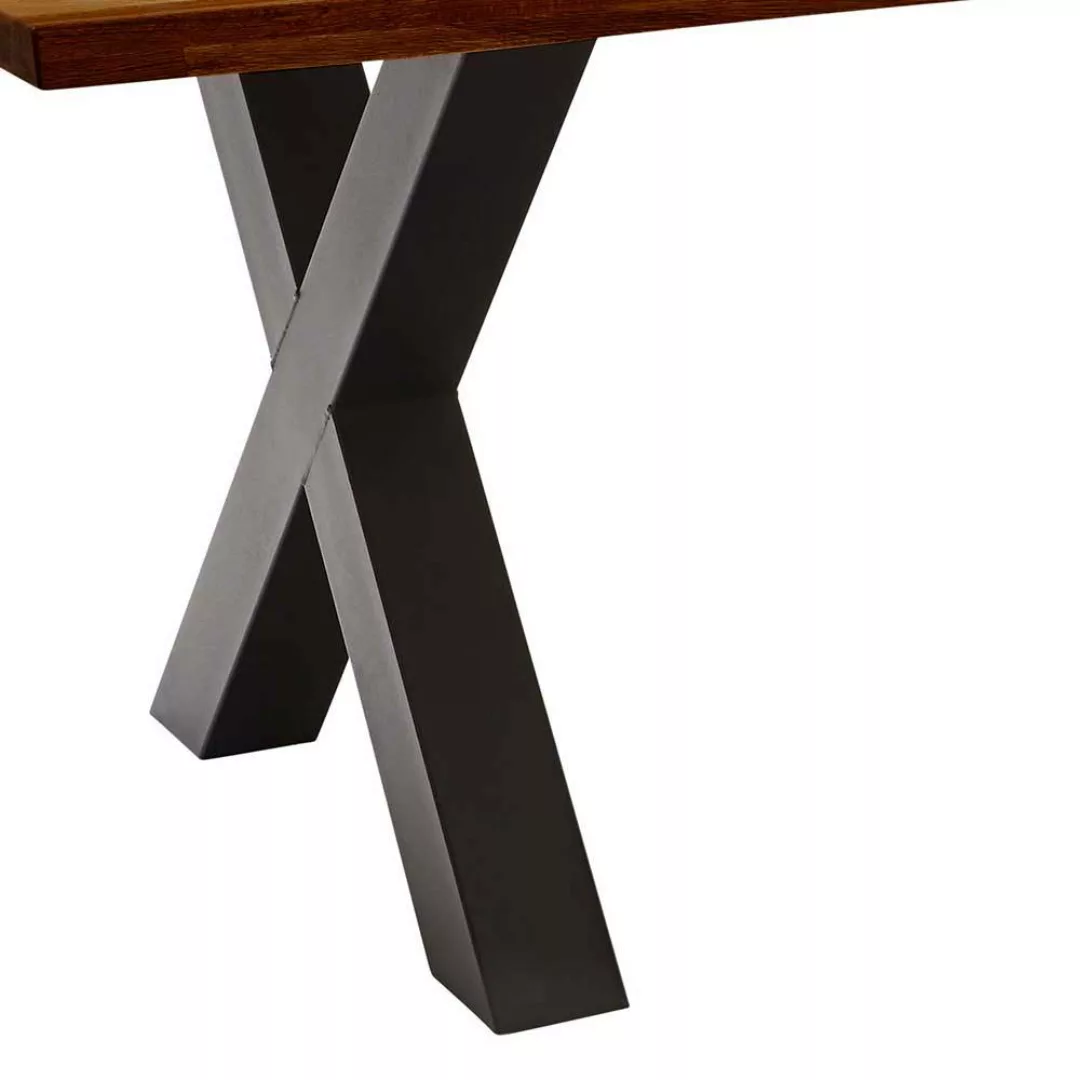 X Gestell Esstisch aus Zerreiche Massivholz braun geölt günstig online kaufen