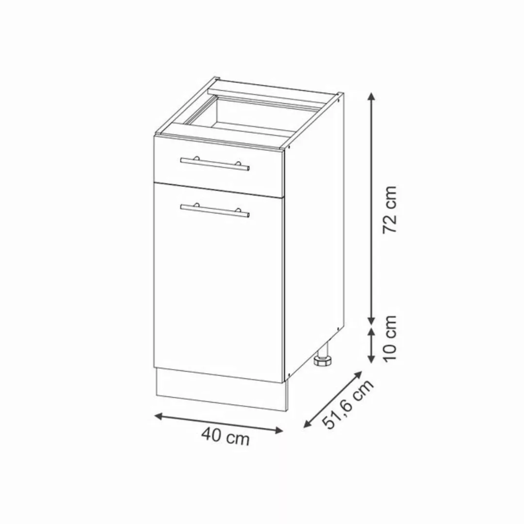 Vicco Unterschrank Fame-Line, Dunkelblau Hochglanz/Anthrazit, 40 cm ohne Ar günstig online kaufen