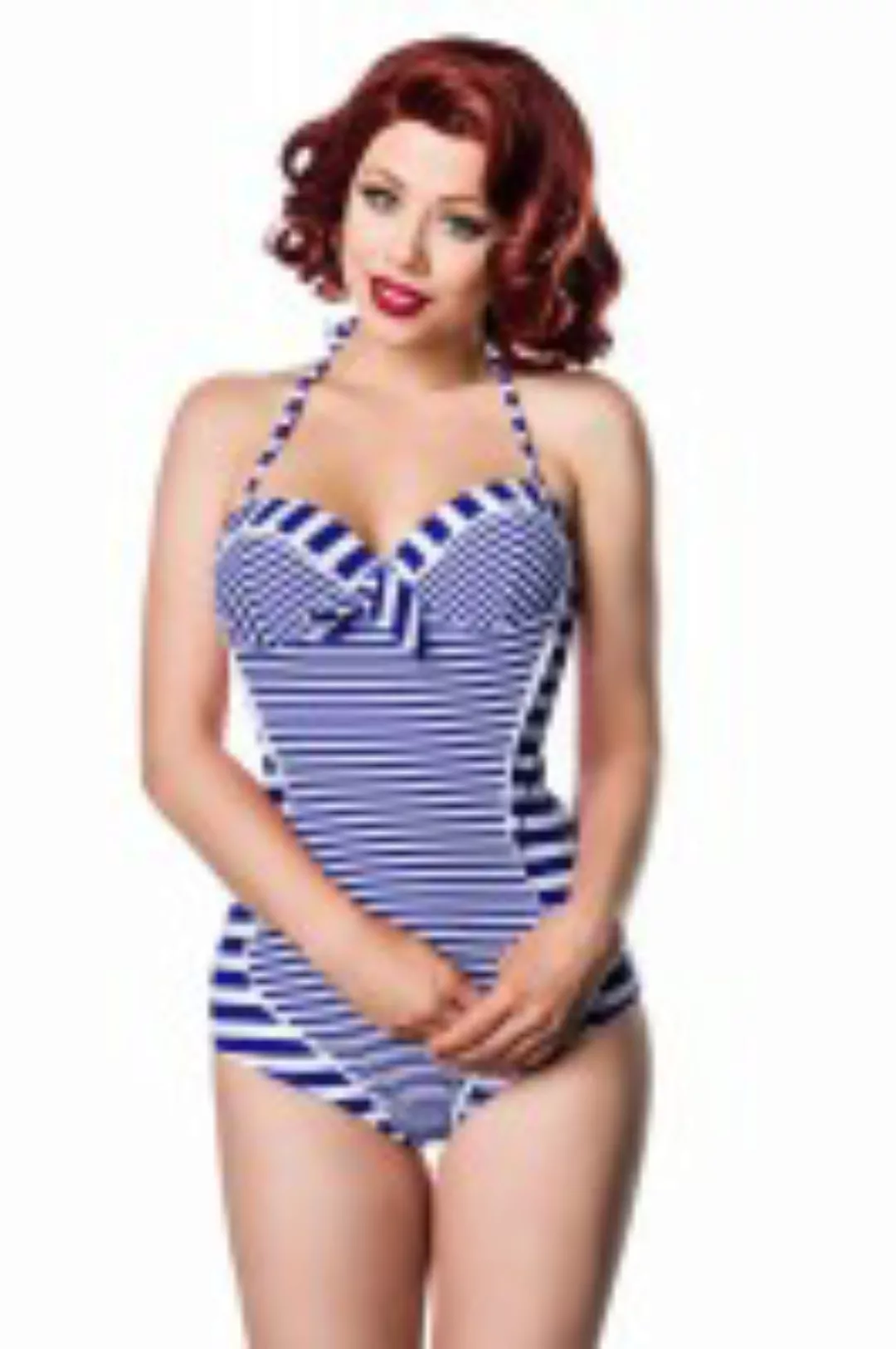Neckholder Badeanzug mit Streifen blau/weiß günstig online kaufen