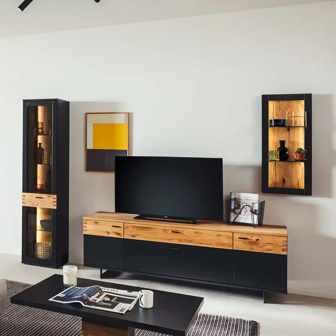 Wohnzimmerwohnwand in modernem Design 240 cm breit (dreiteilig) günstig online kaufen