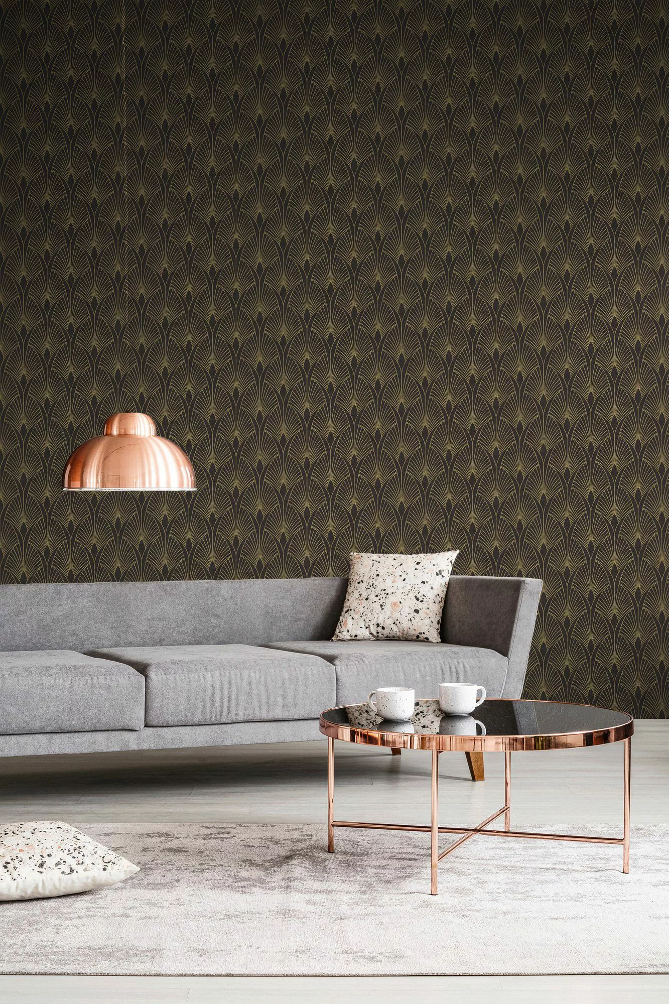 Bricoflor Gründerzeit Tapete Schwarz Gold Art Deco Vliestapete Edel mit Vin günstig online kaufen