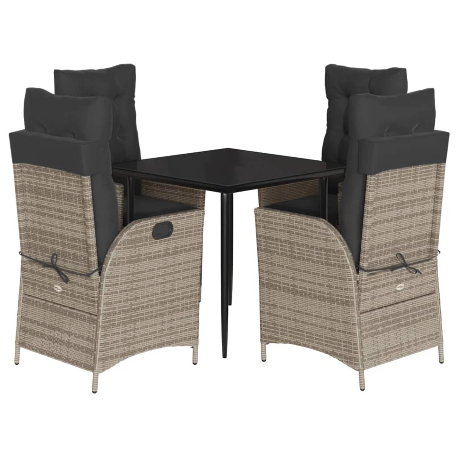 vidaXL 5-Tlg Garten-Essgruppe mit Kissen Grau Poly Rattan 3213421 günstig online kaufen