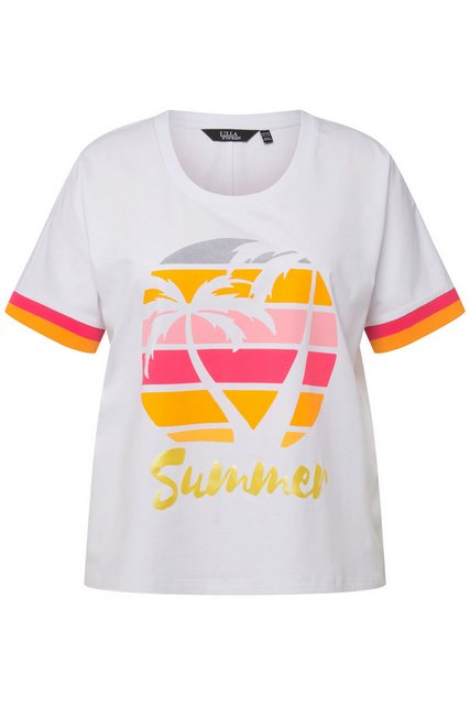 Ulla Popken Rundhalsshirt T-Shirt Palmen Oversized Rundhals Halbarm günstig online kaufen