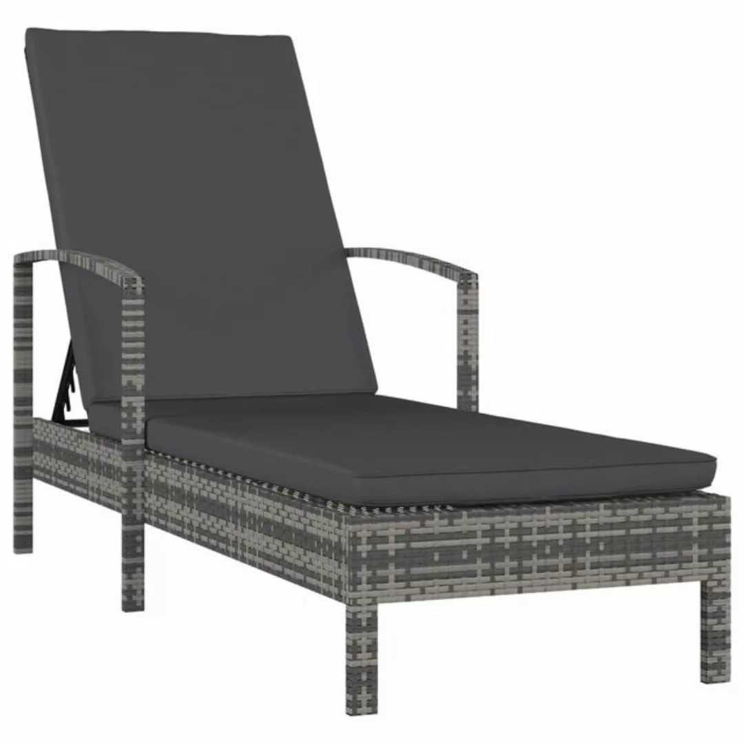 HomeMiYN Loungesofa Sonnenliege mit Armlehnen Poly Rattan Grau günstig online kaufen