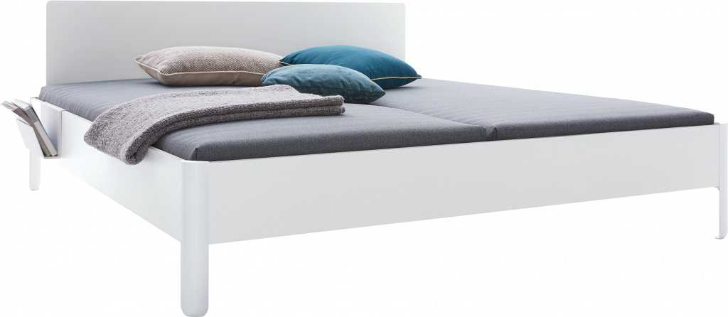 NAIT Doppelbett farbig lackiert Winterweiß 200 x 220cm Mit Kopfteil günstig online kaufen