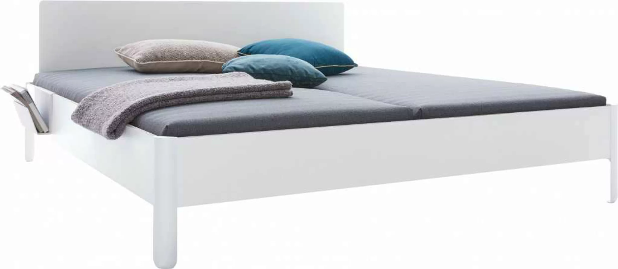 NAIT Doppelbett farbig lackiert Winterweiß 200 x 220cm Mit Kopfteil günstig online kaufen