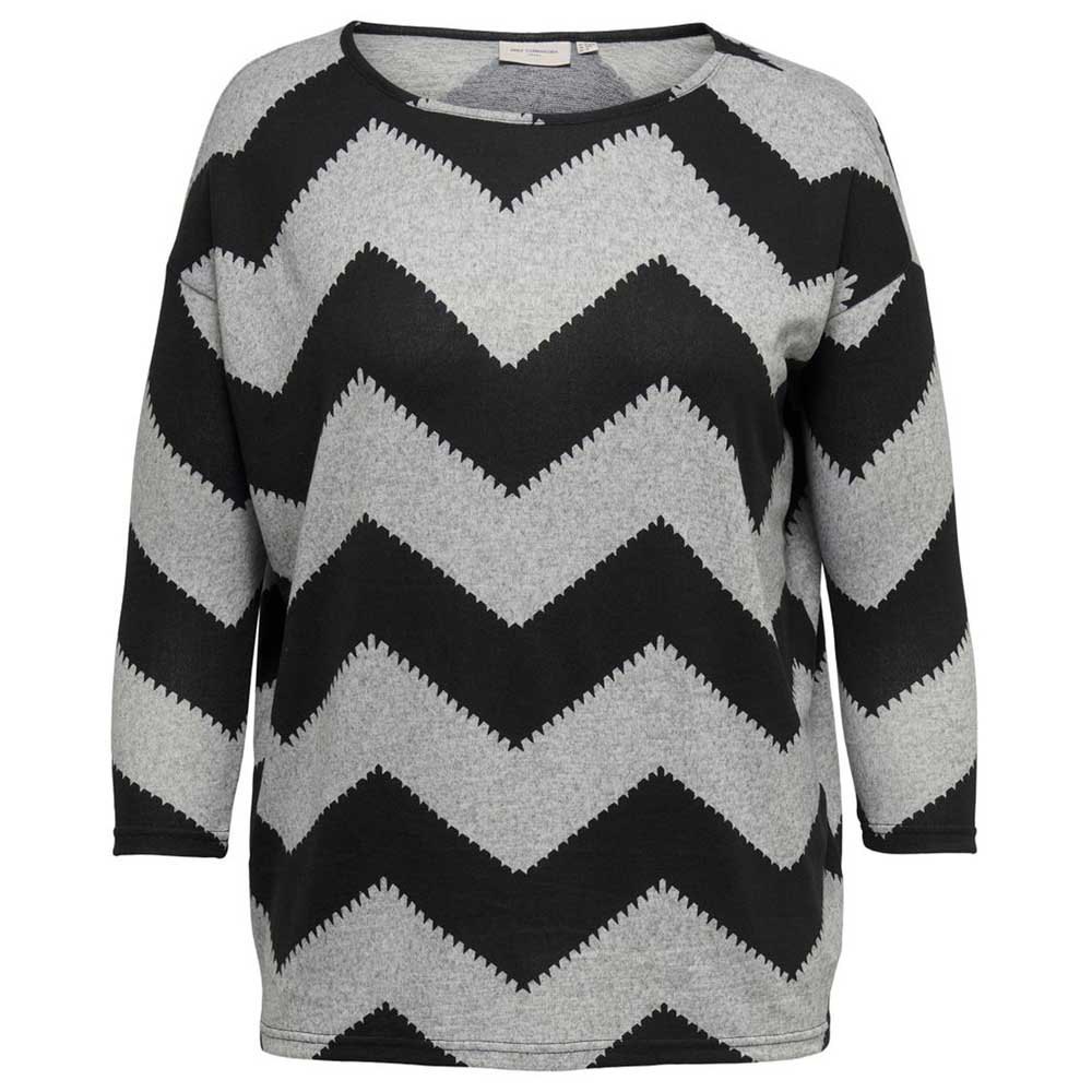 Only Alba 3/4 Arm T-shirt M Light Grey Melange / Aop Zig Zag günstig online kaufen