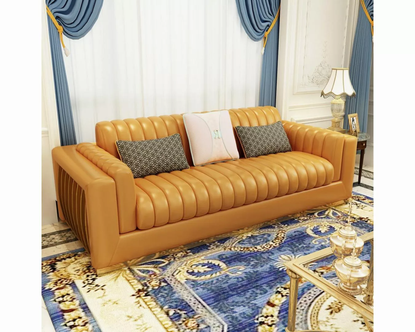 Xlmoebel Sofa Sofa Set mit modernem Design, Wohnlandschaft, Ledercouch 3-Si günstig online kaufen