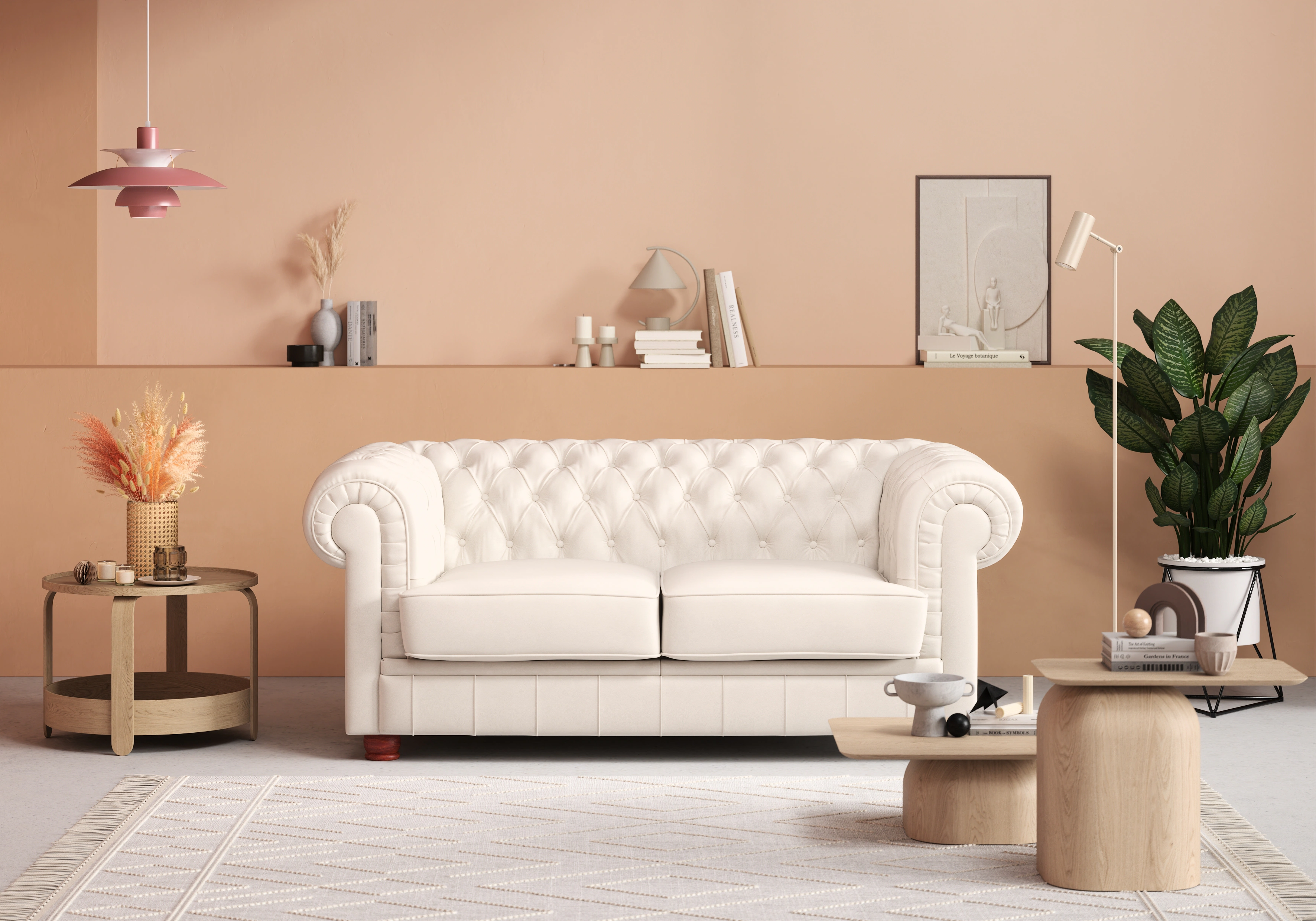 Max Winzer® Chesterfield-Sofa »Kent«, 2-Sitzer mit edler Knopfheftung, Brei günstig online kaufen