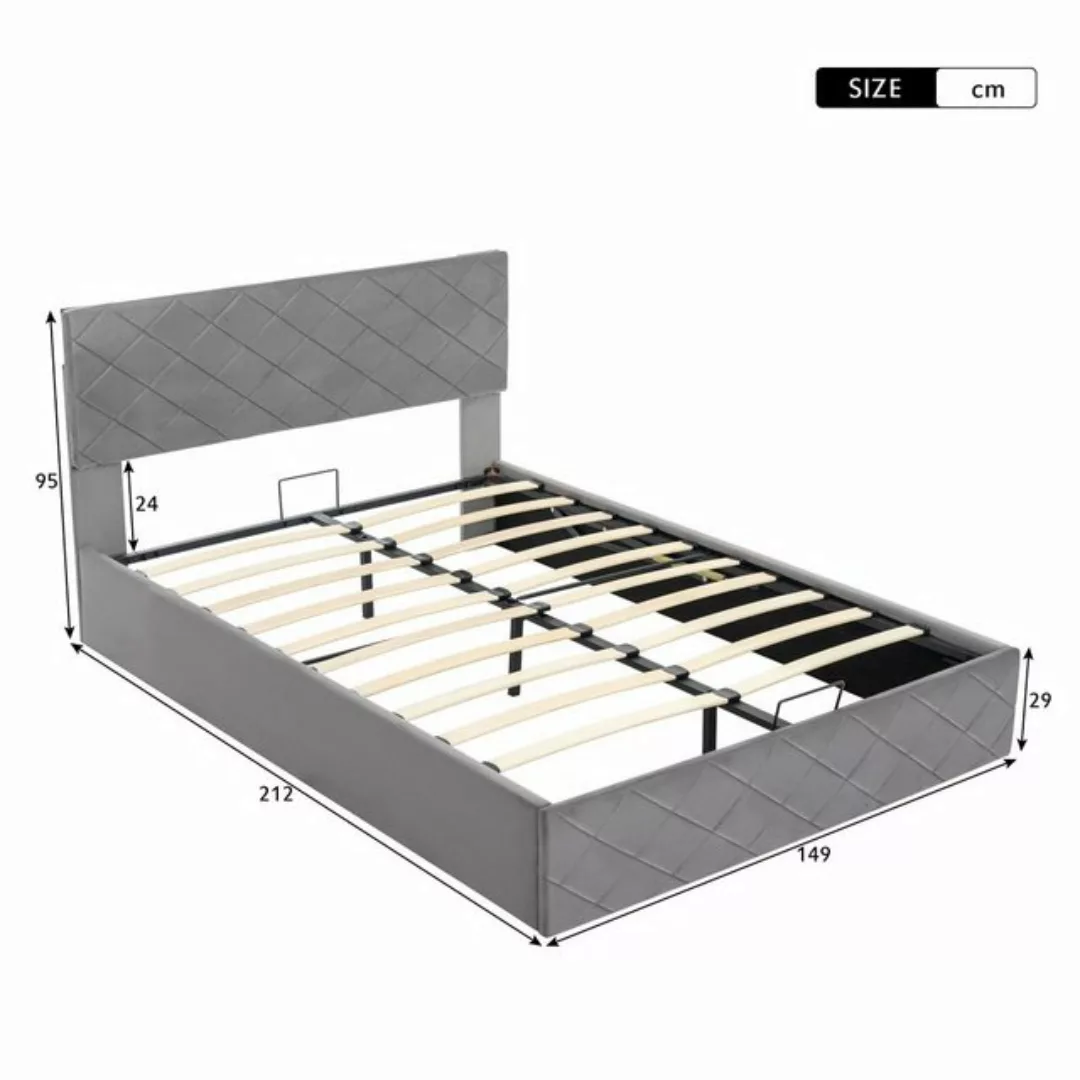 SOFTWEARY Polsterbett Doppelbett (mit Lattenrost und Bettkasten, 140x200 cm günstig online kaufen