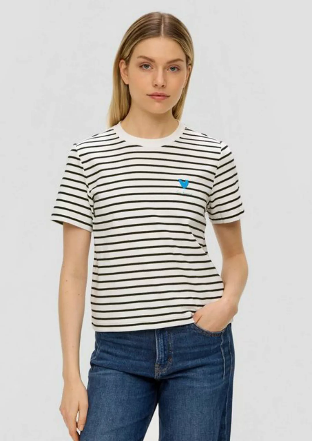 s.Oliver Kurzarmshirt T-Shirt mit Streifenmuster günstig online kaufen