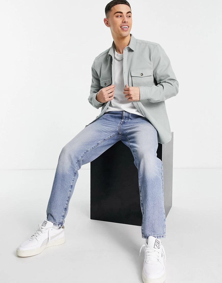 ASOS DESIGN – Hemdjacke aus Baumwolle in Grau günstig online kaufen
