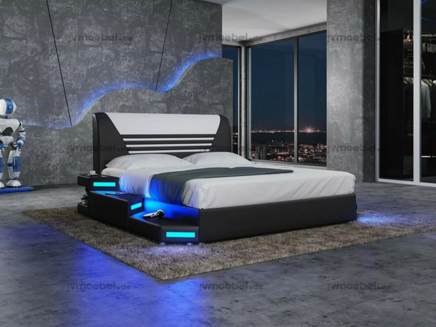 JVmoebel Bett, Betten Stilvolle Designer Doppelbett Möbel Polster Leder günstig online kaufen