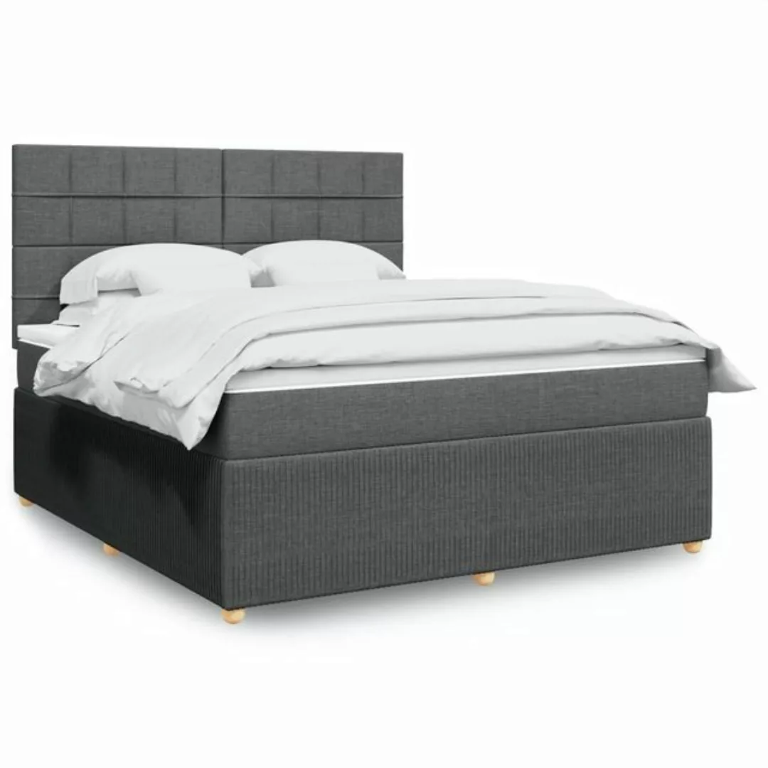 vidaXL Boxspringbett, Boxspringbett mit Matratze Dunkelgrau 180x200 cm Stof günstig online kaufen